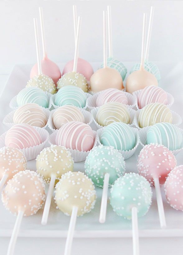 pastel colored cake pops